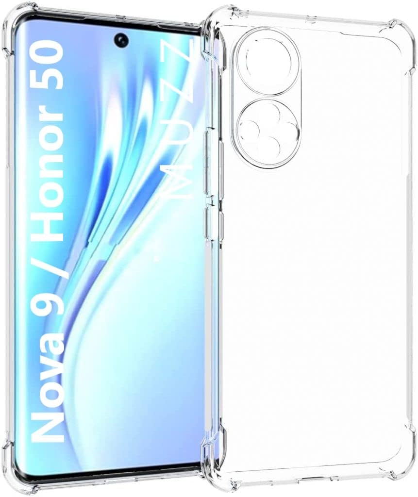 Muzz Case for Huawei Honor 50 5G / Huawei Nova 9, Clear Soft TPU Silicone Cover with Shockproof Bumper Clear