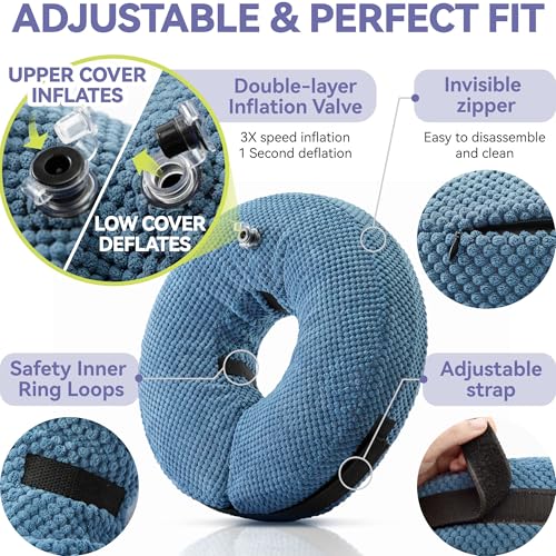 Image of Loflaze Inflatable Dog Cone Collar - Dog Neck Donut Cone Collar Alternative After Surgery - Soft Cone for Large Medium Small Dogs Cats - Alternative Recovery E Collar (Blue, S)