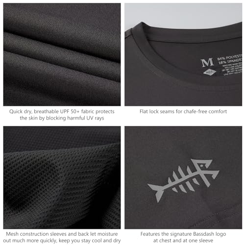 BASSDASH Men’s UPF 50+ Sun Protection Fishing Shirt Short Sleeve UV T-Shirt4