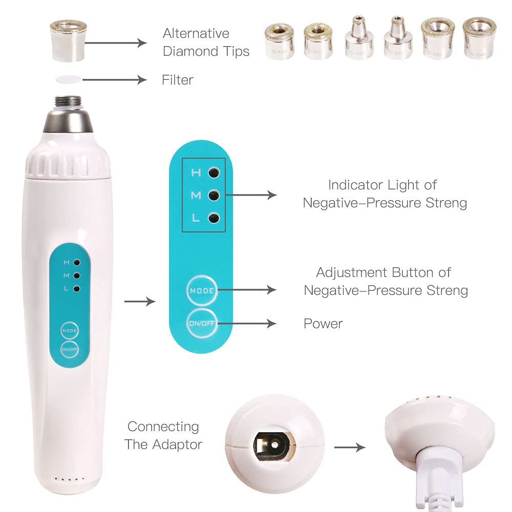 New Portable Diamond Microdermabrasion Dermabrasion Home Use Vacuum Facial Care Machine USA Stock : Beauty & Personal Care