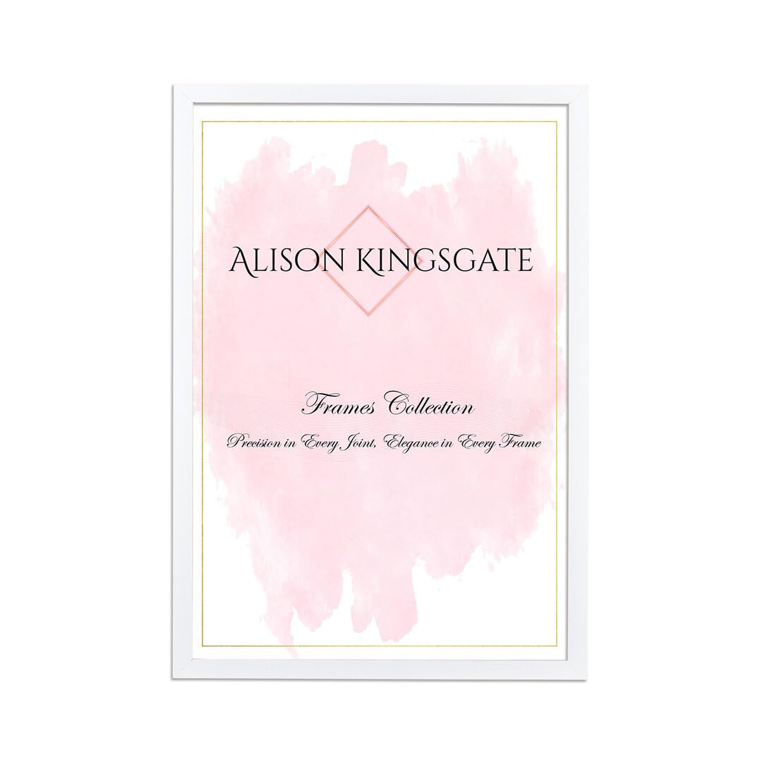 Alison Kingsgate Sleek 22X14 Picture Frame - Engineered Wood with Shatterproof Perspex Front -Perfect for Photos, Posters, Certificates -Suitable for Wall Mount or Tabletop Display - White