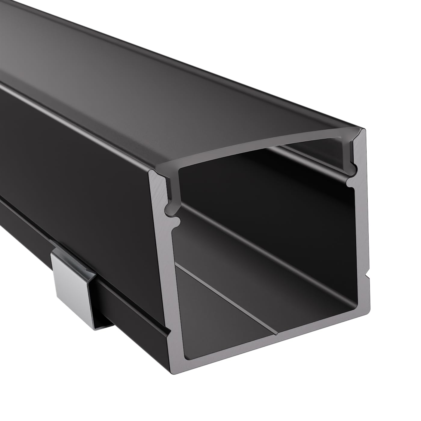 Profil LED de montage en surface noir - 2000 x 21 x 18,5 mm pour bandes LED larges jusqu'à 16 mm (par exemple pour Philips Hue) + couvercle noir + accessoires