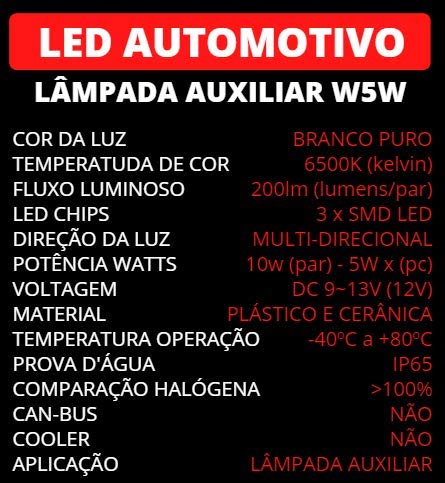 KIT LÂMPADA SUPER LED SKYWAY H4 12V (2xH4+2xW5W)