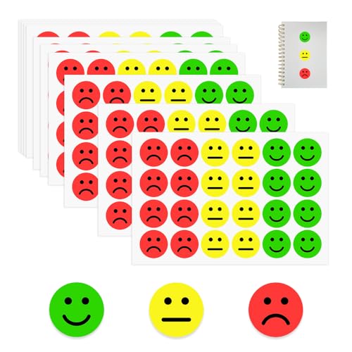 HMCEY 1200 Piezas Pegatinas Emojis 2.5 cm,Emociones Pegatinas Smiley Stickers Tristes,Pegatina de Sonrisas,Stickers de Emojis,Pegatina Estados de Animo,Sticker Alegres,Autocolantes Recompensa