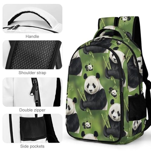 Men's Commuter Bag Large Travel Bag Portable Work Backpack With Double Zippers Cute Panda4