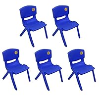Toyo 5x Children Strong Stackable Kids Plastic Chairs Picnic Party Garden Nursery Club Indoor Outdoor (Blue)