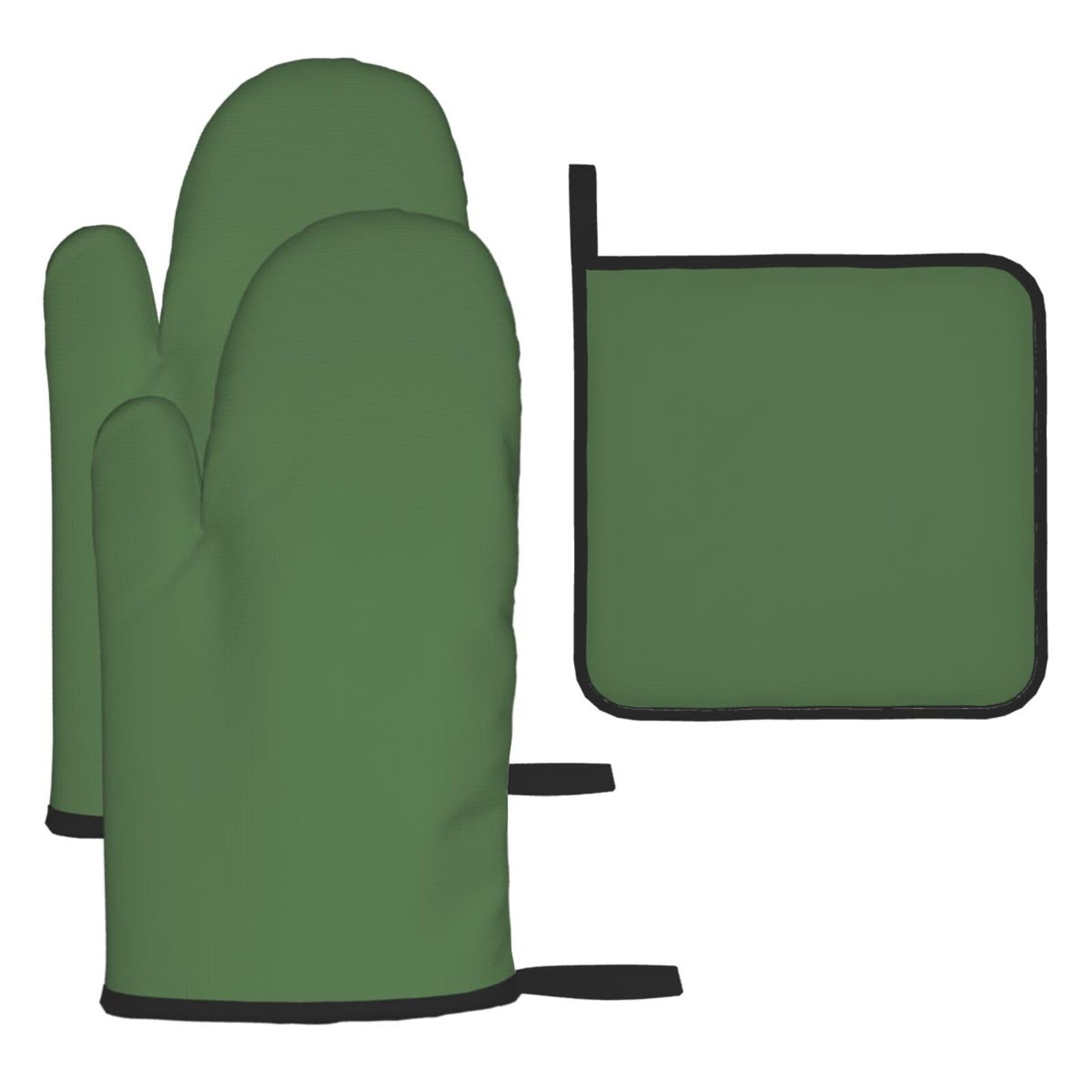Cyan Oven mittens and oven mitts three-piece set suitable for oven, grilling, baking, microwave and home cooking.
