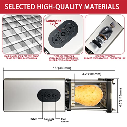 Fstcrt Electric French Fry Cutter, French Fry Cutter Stainless Steel With 1/2 & 3/8 Inch Blade, Vegetable Cutter, Professional Commercial And Household Potato Slicer, Use For Potatoes, Carrots, Apples #TOP2