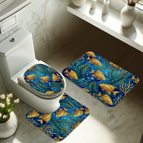 Rideau de douche poisson ocean bleu 183x183cm lavable avec crochets - 6