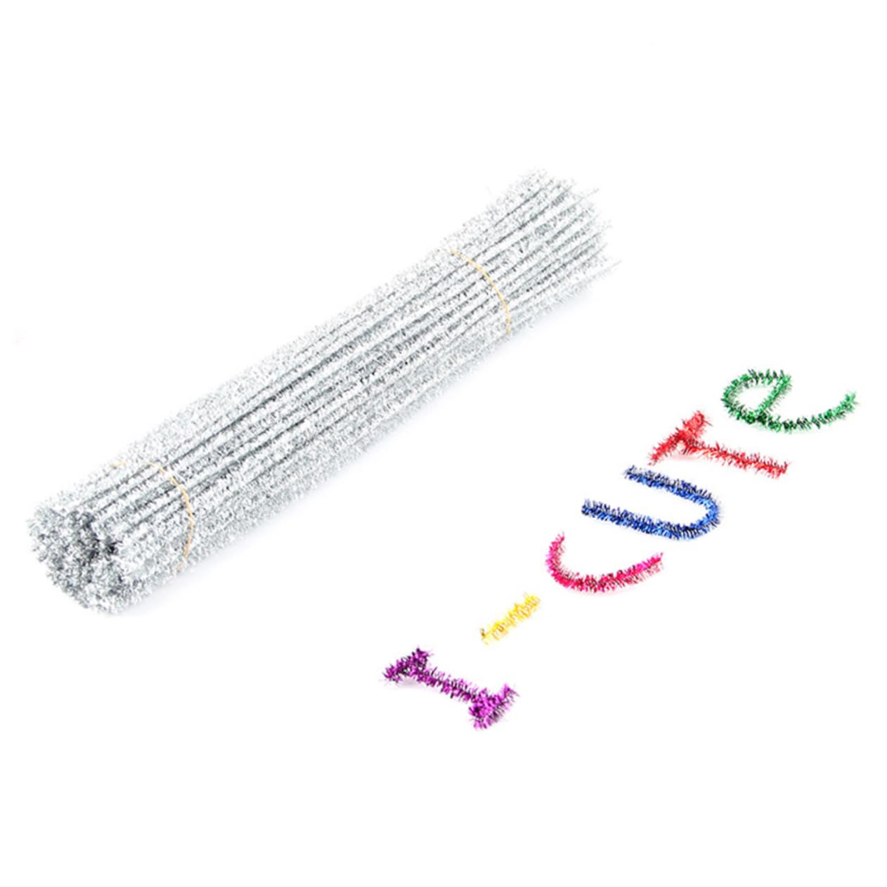 DOITOOL Bendable Christmas Tinsel Strips 300pcs Twisted Sticks Glitter Rods for Indoor Decorations DIY Projects and Boys and Girls' Play
