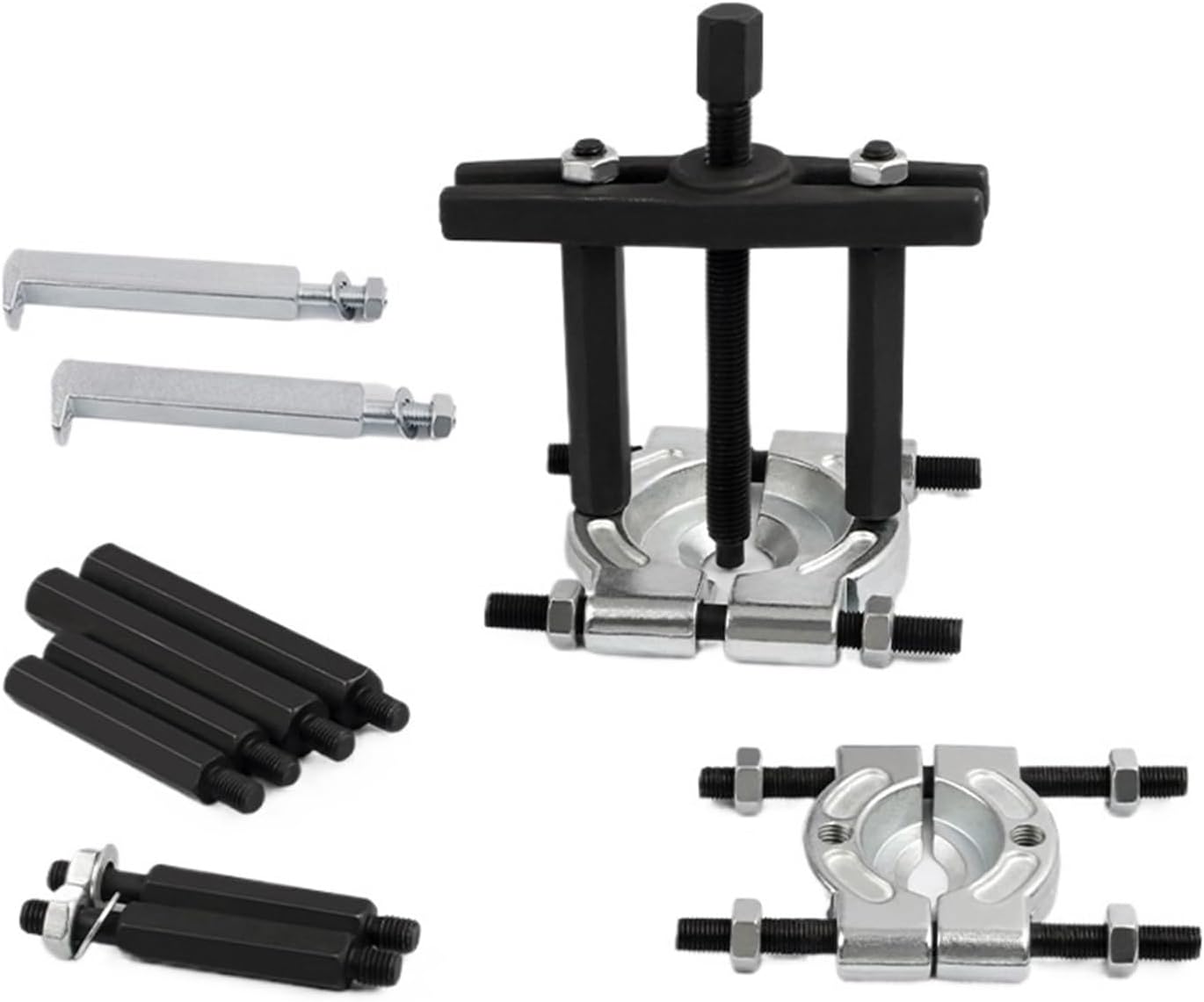 Adjustable Puller 14Pcs Separator Combination Set Bearing Splitter Mechanical Double Disc Puller Chuck Gearbox Outer Bearing Remover Tool with Box (14PC)