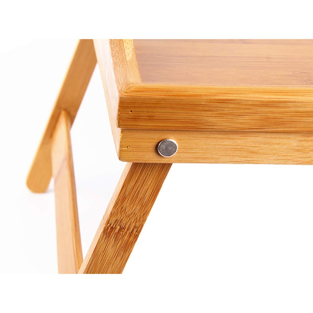 MODEZVOUS - Plateau Pliant en Bambou, Pliable Table de lit Plateau de Service Petit Déjeuner Snacks Genoux Table Table de Genou Poignées Facile à Nettoyer, Bambou