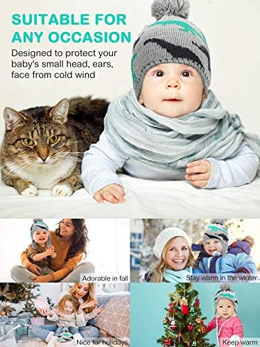SATINIOR Baby Knitted Winter Hat and Gloves Set, Toddler Knit Snow Lined Hat and Gloves for 1-2 Years Old Girls Boys