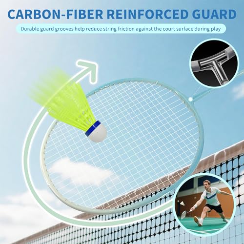 Image of Senston Badminton Rackets Set for Backyards, Badminton Set Includ 4 Rackets, 6 Birdies, 4 Non-Slip Grips, 1 Carrying Bag - Perfect for Adult Beginners, Family & Casual Outdoor Games
