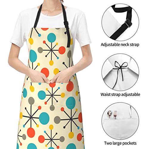 Aprons For Women Men Chef Birthday Christmas Gifts Mid Century Fifties Modern Atomic Retro Colors Kitchen Apron Cooking Baking Bbq #TOP4