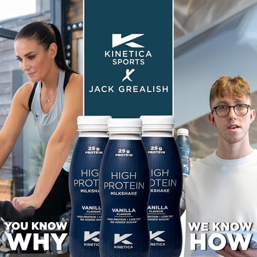 Kinetica Sports Ready-to-Drink High Protein Milkshake - Vanilla Flavour | 25g Protein/Bottle, 12 X 330ml Pack | High Protein, Low Fat & No Added Sugar | Post Workout Pre-mixed Drink for Men & Women - Image 4