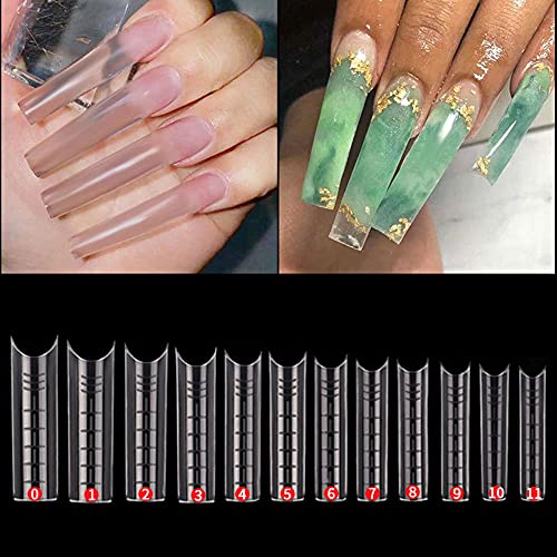 Enforten 120Pcs Dual Nail Forms C Curve U Shape Nail Gel Nail Tips Acrylic Nail System Forms Clear Fake Nail Molds 12 Sizes With Scale #TOP4