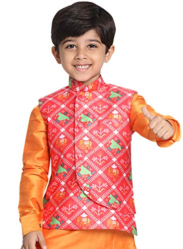 Image of JBN Creation Light Blue Cotton Silk Blend Boys Nehru Modi Jacket