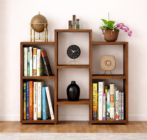 Image of Enigmatic Woodworks Wooden Bookshelf 6-Tier, Large Open Bookcase Storage Rack Organizer for Home, Living Room & Study, DIY Assembly,Walnut Suede Finish, 24 x 90 x 90 cm