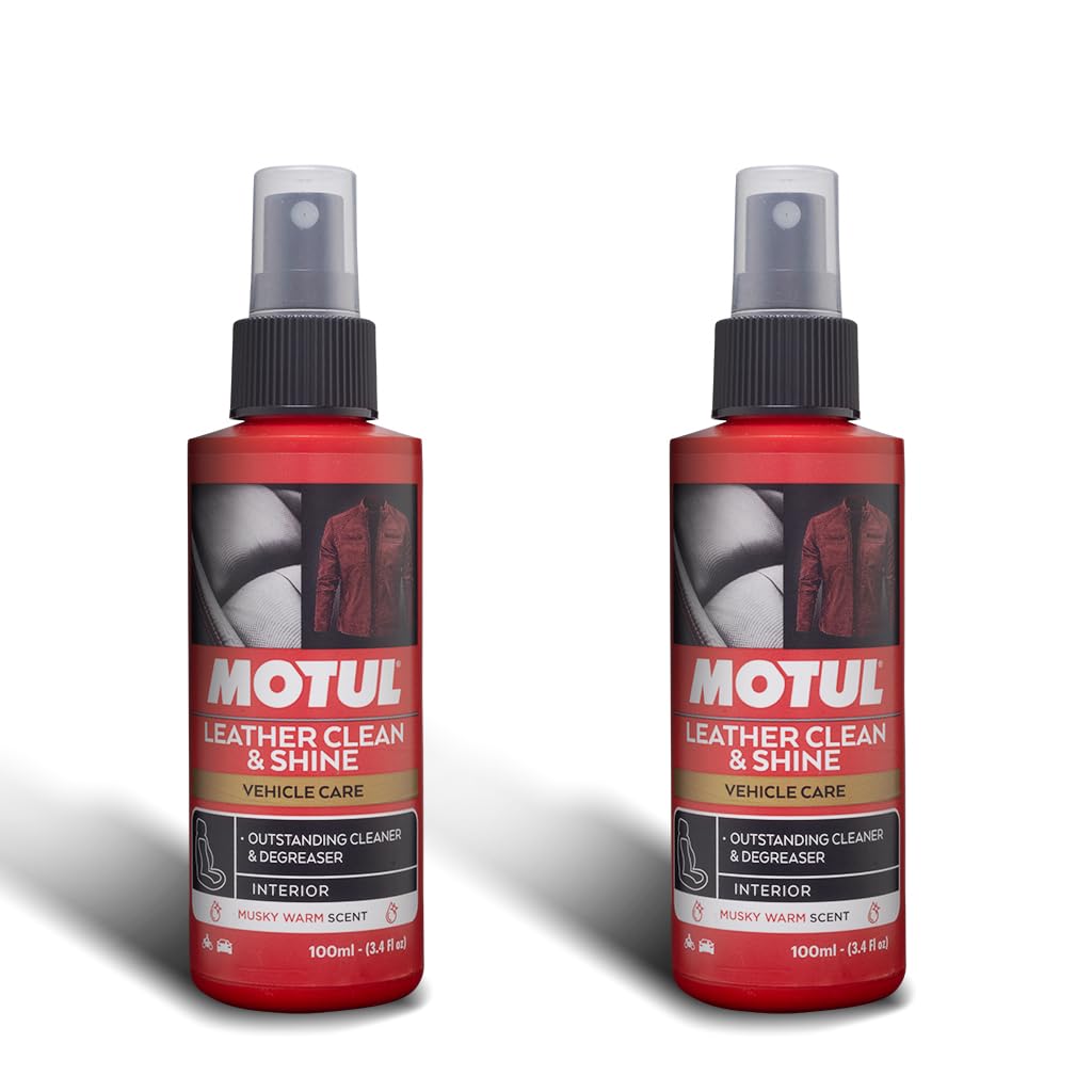 Motul Leather Clean & Shine Combi 100ml Each|Cleans & Restores Shine on Car Leather Seats|Provides Waterproof Effect & UV Protection|Effective on Leather Jackets-picture-26
