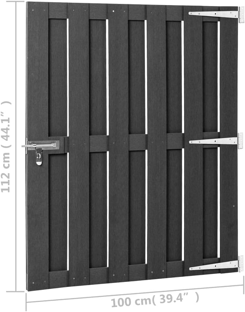 vidaXL Garden Gate, Fence Wall for Outdoor Balcony Patio Backyard, Privacy Screen for Entryway Driveway, Fence Gate Panel Border, WPC Gray