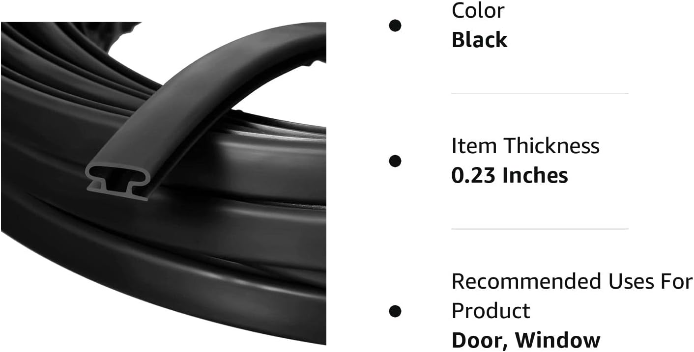 Tondiamo Weather Stripping Seal Strip Adhesive Door Weather Stripping Rubber Door Seal Strip for Doors Windows Soundproofing Weatherstripping Insulation Blocker (Black, 60 Ft) - 