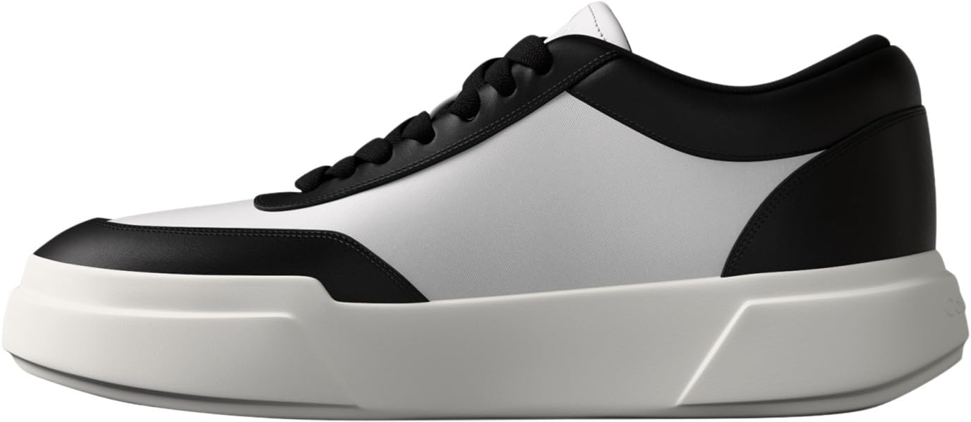 Calvin Klein Women's Chunky Cups Laceup OXF Mix Mat HW0HW03266 Low Top, White (Bright White/Black), 7