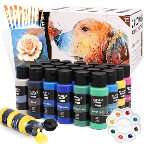 La Mejor Recopilación de Pintura para Pintar Ropa al mejor precio. 42 24 Colores Pinturas Acrilicas, Kit Pintura Acrilica, Pintura Acrilica Profesional, Juego de Pinturas Acrilicas 59ml, 24 Colores (59ml) + 10 Pinceles y 5 Hojas de Papel, Ideal para...