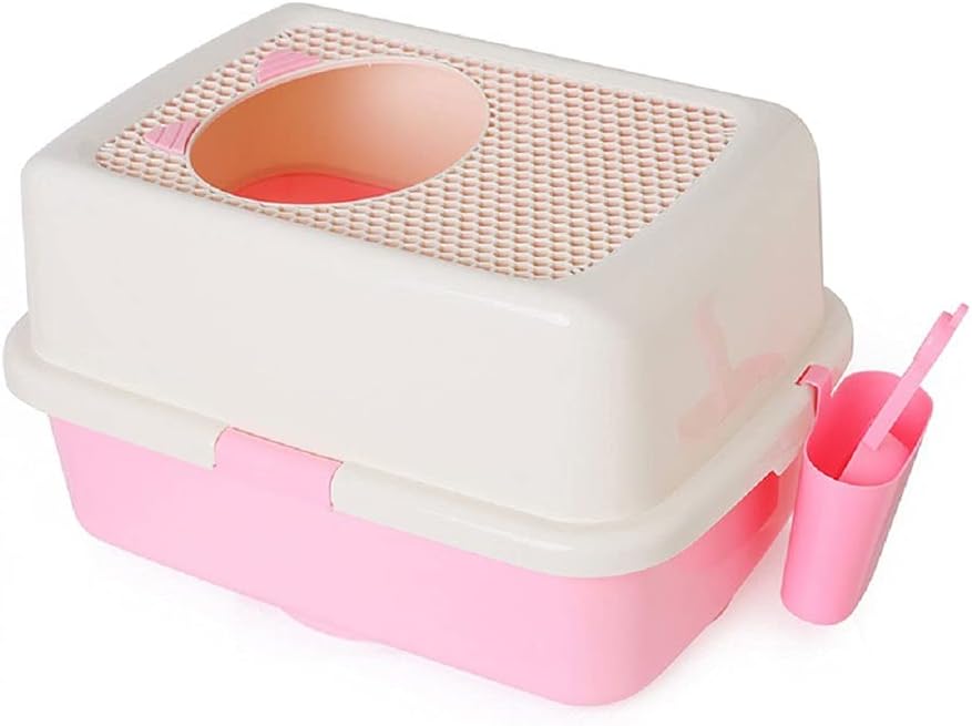Pet ToiletFully Enclosed Cat Toilet Deodorant Cat Poop Tray Oversized Top-in Type Splash-ProofCat Supplies Dog Pee Pads (A)