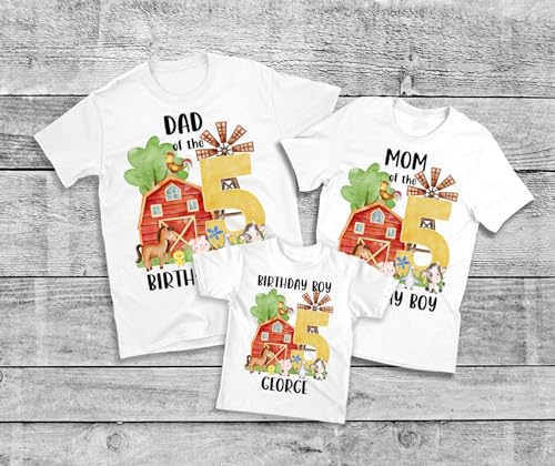 Barnyard Farm Animals T-shirt, Customizable Family Birthday Party Shirts, White, Birthday Boy4