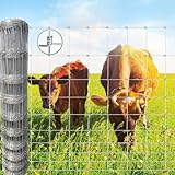 Farm Fence, 5ft x 164ft Galvanized Wire Fencing, Field Fence, Deer Fence, Heavy Zinc Coating Cattle Fence Used to Hog Goat Fencing for Yard and Garden