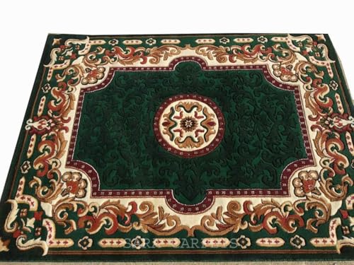 Image of Soft Thick Geometric Acrylic Washable Anti Skid Carpet. for Living Room Bedroom. Hall Size 8 x 11 feet (150X210 Cm) Green D33