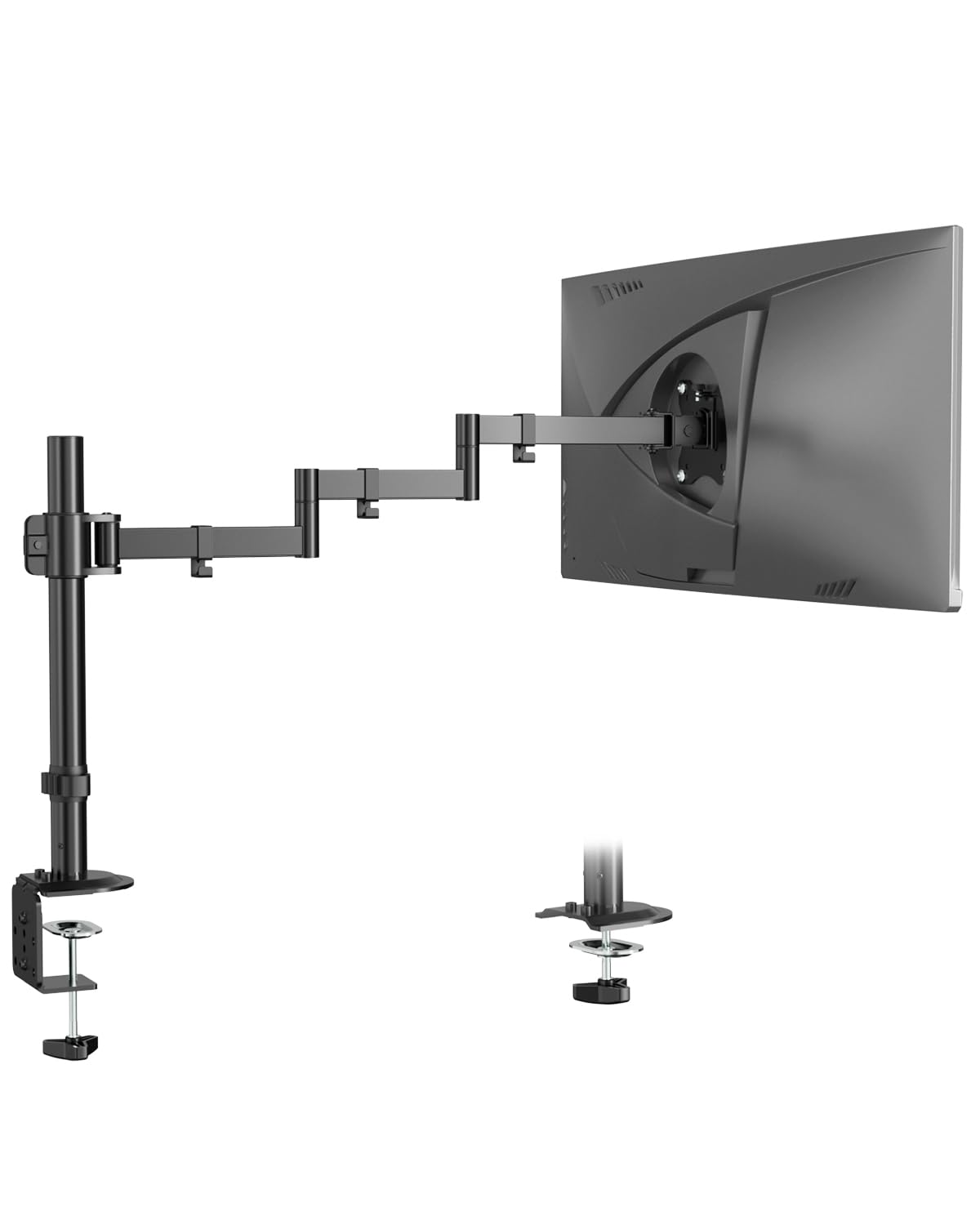 PUTORSEN Supporto per monitor, da tavolo da 17 a 32 pollici, flessibile da montare a parete, 710 mm, braccio extra lungo, 10 kg, VESA 75/100 mm