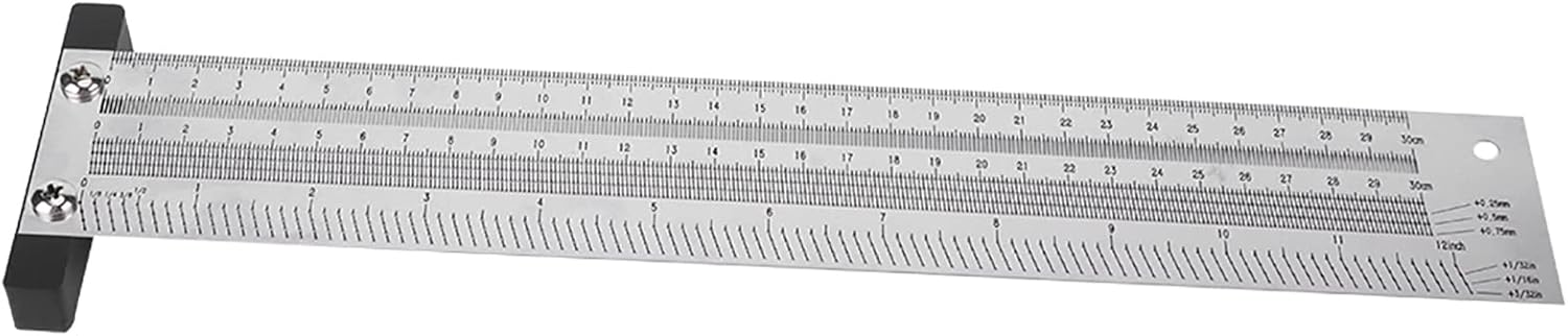 Stainless Steel Marking Ruler 300mm/12in Woodworking Scribing Tool with Mechanical Pencil for Precision Layout