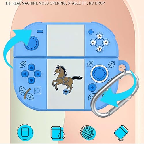 Image of Anvique Silicone Case Cover for Oneplus Nord Buds 4 Pro, Scratch Resistance, Shock Absorption, with Premium Carabiner (Horse SkyBlue)