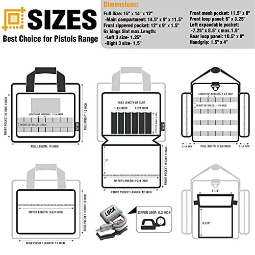 Dbtac Single Padded Pistol Bag Large (Black) + Range Bag Large For 4+ Pistol (Black), Lockable Zipper, Durable Material, Compact Design #TOP5