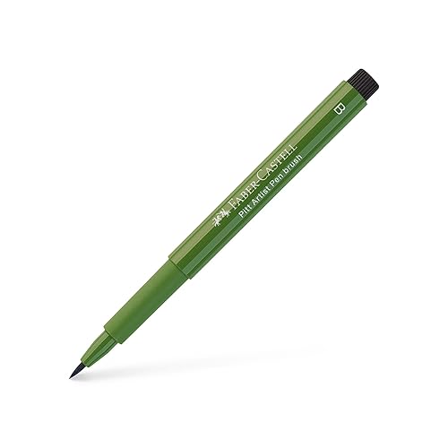 Faber-Castell Art & Graphic Pitt Artist Pen Brush India Ink Pen, Chromium Green Opaque, Single Pitt Pen, for Art, Craft, Drawing, Sketching, Home, School, University, Colouring - Chrome Oxide Green Fiery - 1 count (Pack of 1)