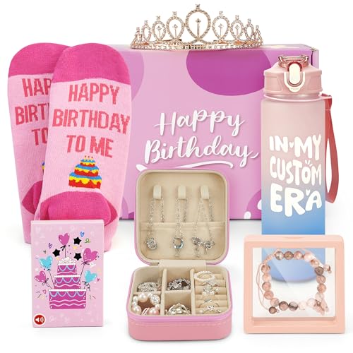 Epessa Geburtstagsgeschenke für Mädchen, Geschenke für Teenager-Mädchen, 6 Stück, personalisierbar, inklusive Grußkarte, 750 ml Becher, Geburtstagsgeschenk für 9, 10, 11, 13, 15, 16, Tochter, Teenager