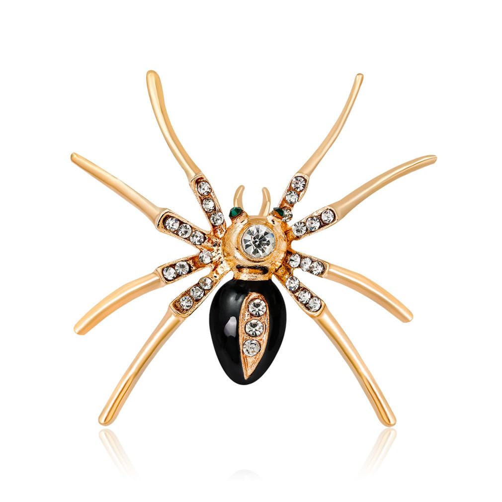 YAZILINDHalloween Brooch Insect Spider-Shape Breastpin Horror Corsage Badge Accessories Rhinestone Collar Pin Costume Jewelry
