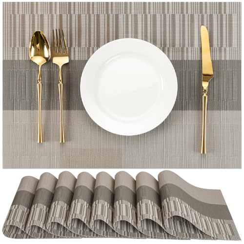 Chitomars Tischsets abwaschbar, Platzsets abwaschbar PVC Platzdeckchen | 4er Set Tischsets Outdoor Vinyl hitzebeständig Gewebte Platzdeckchen für Häuser Restaurants