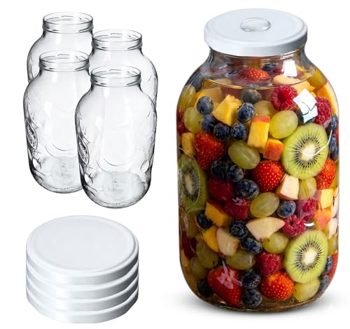 lilawelt24 XXL 4x Vorratsgläser 5L Gurkenglas Einmachglas Einmachgläser Glasballon Vorratsglas Einweckgläser konservierung Konservengläser (4x 5L Vorratsgläser)