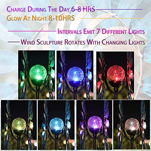 Xingtong 75In Solar Wind Spinner - Wind Spinners For Yard And Garden Multi-Color Led Lighting Solar Powered Glass Ball With Kinetic Metal Sculpture For Outdoor Yard Lawn & Garden Christmas Holiday #TOP1
