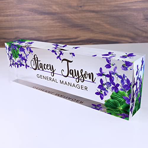 Artblox Personalized Desk Name Plate with Violet Design