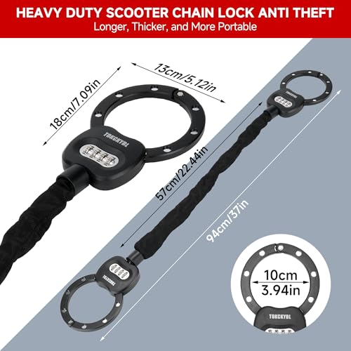Image of Heavy Duty Scooter Lock - 8mm Anti-Theft Chain Lock with 3 Keys, 94cm Weatherproof Security Lock for Electric Scooters, Bikes, Motorcycles