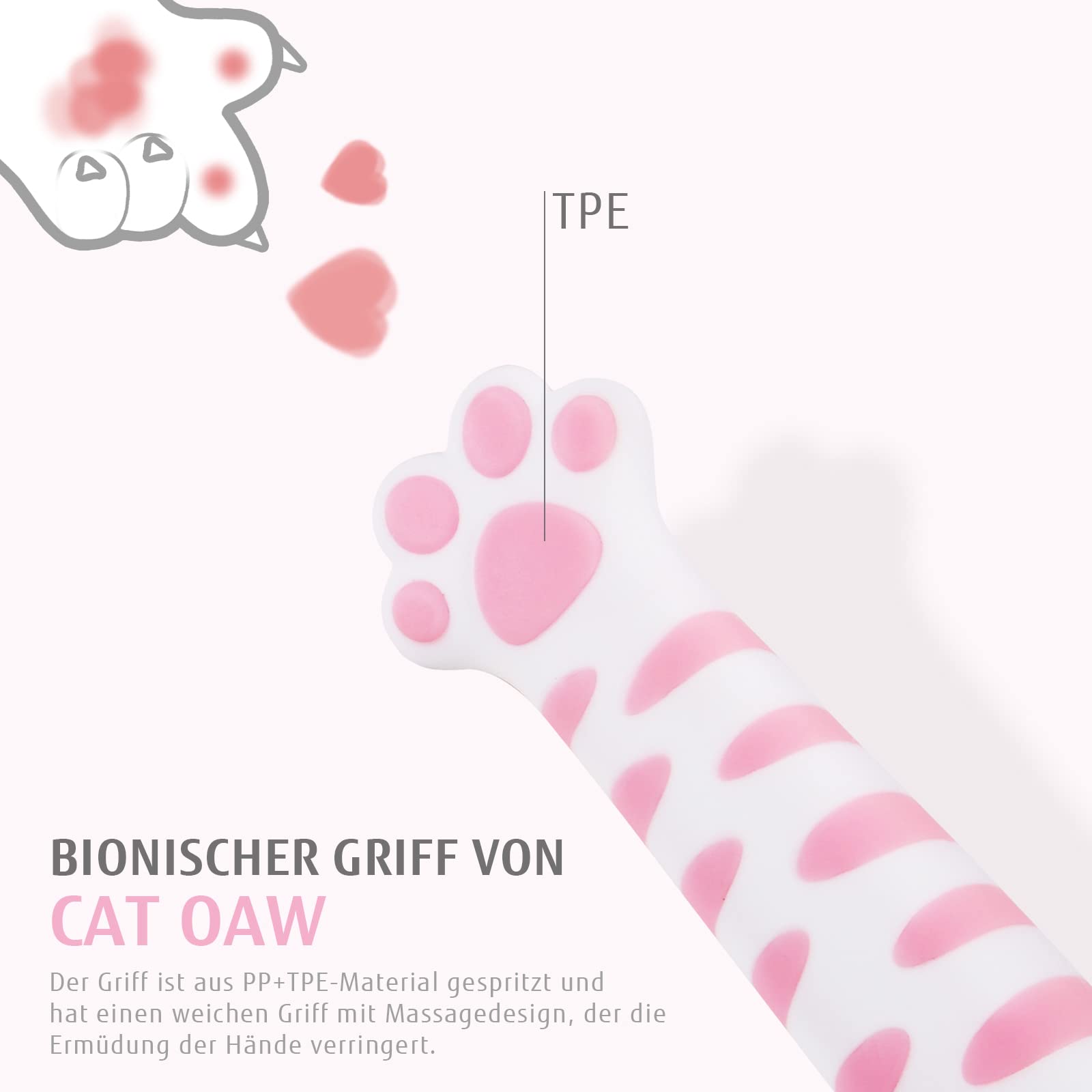 hecef Cute Küchenmesser Set, 5-tlg Messerblock mit Messer, Katzenförmiger Patentierter Griff, Scharfe Messer Set - Kochmesser, Universalmesser, Gemüsemesser, Küchenschere und Abnehmbarer Block, Rosa