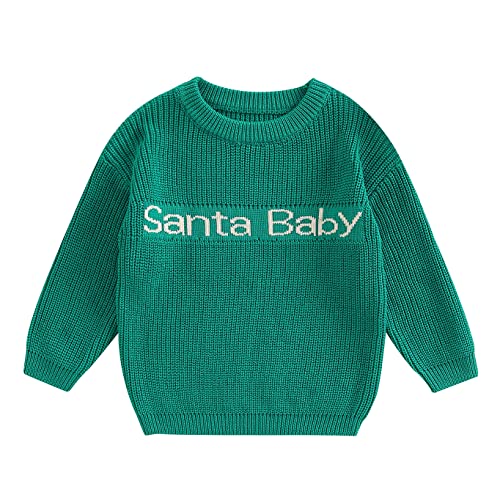 MERSARIPHY Baby Girl Knit Sweater Toddler Girl Sweatshirt Comfy Winter Baby Girl Clothes Fall Outfits (Santa Green,2-3T)