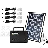 Solar Generator with Solar Panel and 4 LED Bulbs, Portable Home Solar Power System Complete Kit, AC 110-220V