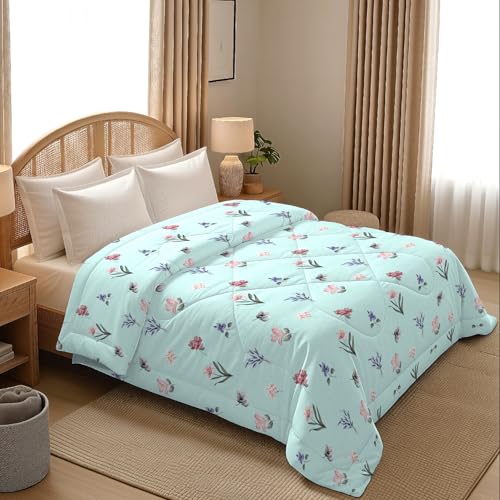 Image of MORADO Glace Cotton AC Comforter /Blanket /Quilt for Double Bed | Ultra Soft & Lightweight | All Season Reversible Comforter | Cozy Bedding for Home & Hotel|Size 90x100 Inches,Lavender & Floral,Double