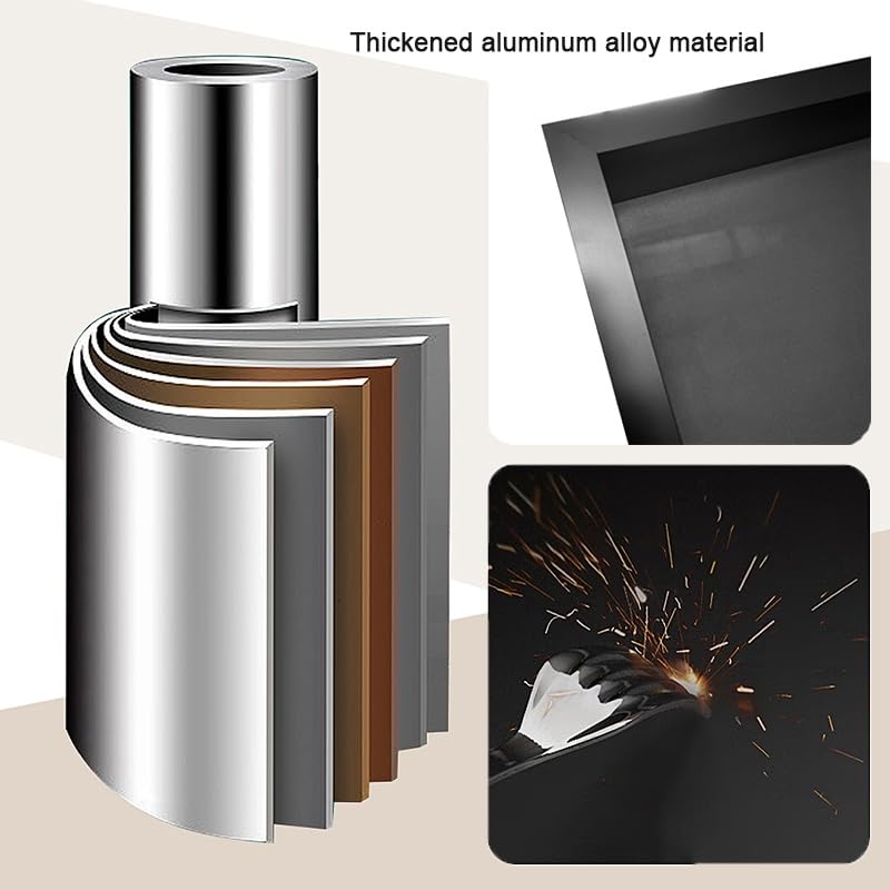 Doccia a LED, Impermeabile Bagno Nizer, Alluminio Nero t Sto, Orizzontale & Vitello Installat, Nessuna Piastrella Richiesta, Design Moderno, Soluzione Salvaspazio