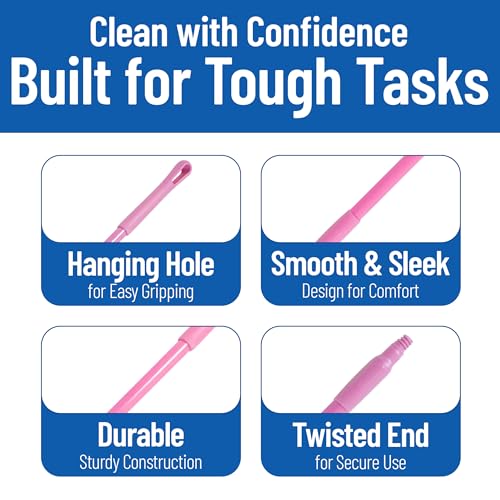 Image of SPARTA 41225EC26 Fiberglass Broom Handle, Mop Handle, Replacement Handle With Acme Threaded Tip For Commercial Cleaning, 48 Inches, Pink, (Pack of 12)